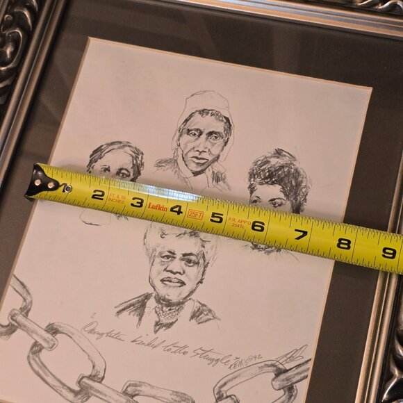 Set of 2 Framed Hand Signed Black History Graphite Drawings by T. Ellis - Picture 13 of 14